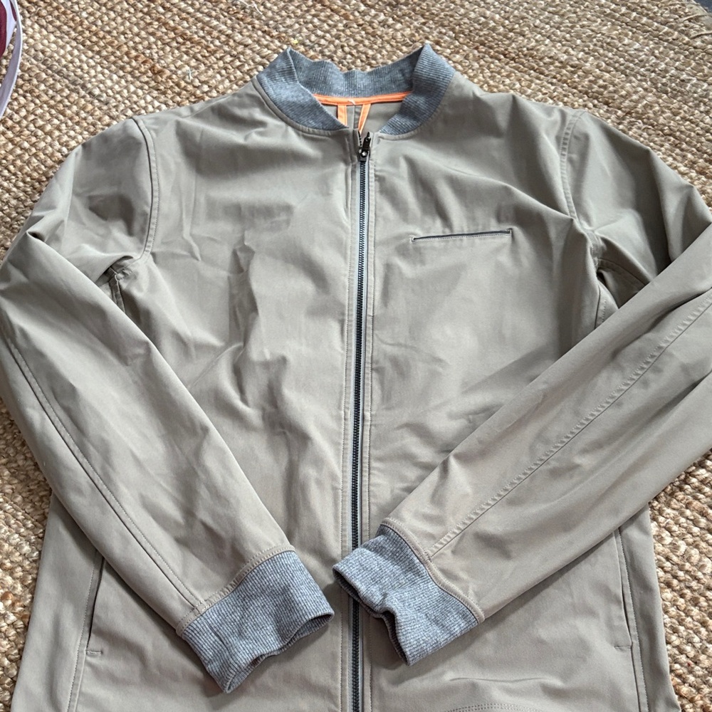 lululemon athletica Beige Bomber Jacket with Gray Trim